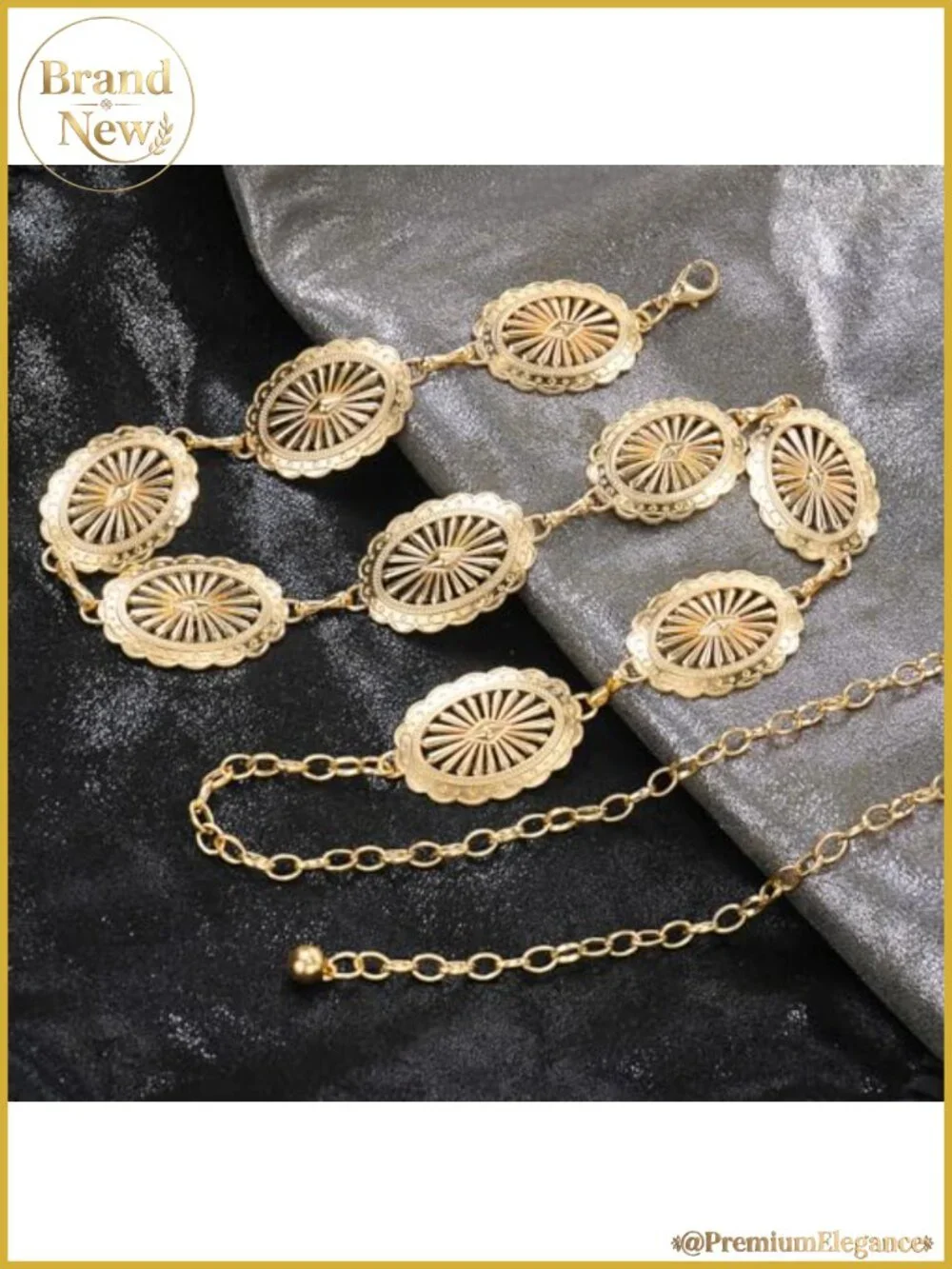 Metal Chain Belt Western Cowgirl Concho Waist Chain Adjustable